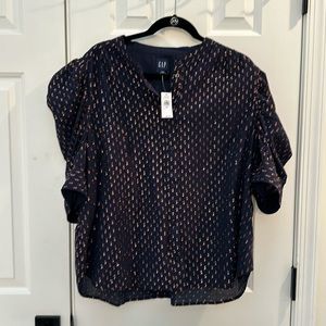 Gap navy blouse with copper detail